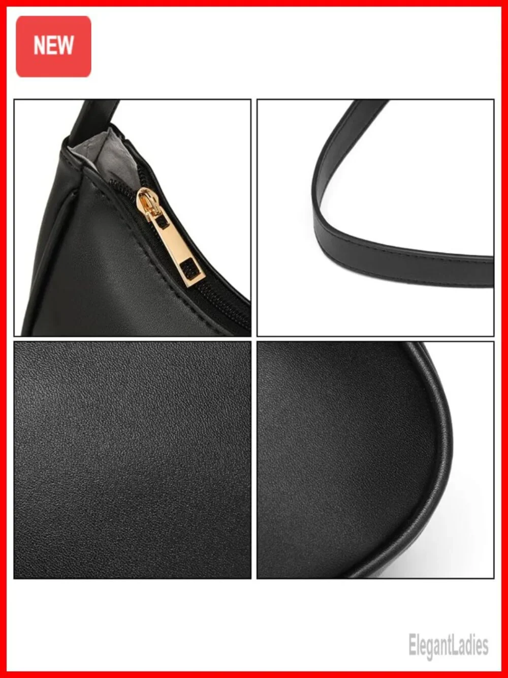 Vegan Leather Hobo Shoulder Bag Tote Sling Purse with Zipper